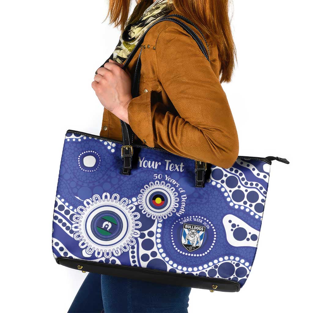 Bulldogs NAIDOC Week 2026 Personalised Leather Tote Bag 50 Years of Deadly Aboriginal Art