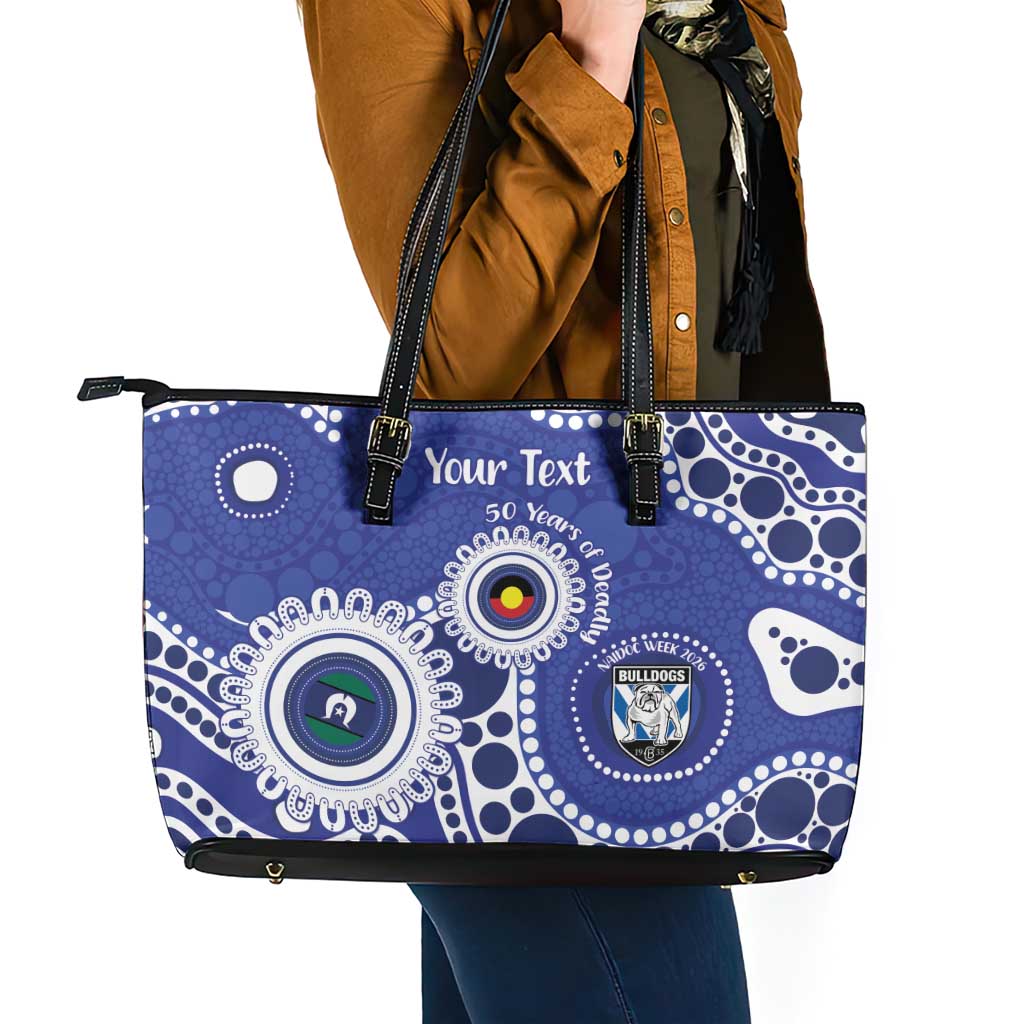 Bulldogs NAIDOC Week 2026 Personalised Leather Tote Bag 50 Years of Deadly Aboriginal Art