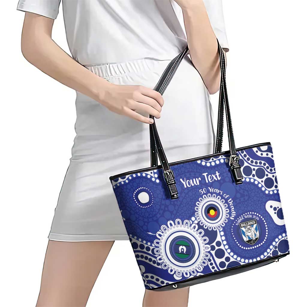Bulldogs NAIDOC Week 2026 Personalised Leather Tote Bag 50 Years of Deadly Aboriginal Art