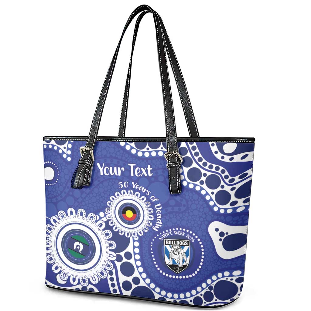 Bulldogs NAIDOC Week 2026 Personalised Leather Tote Bag 50 Years of Deadly Aboriginal Art