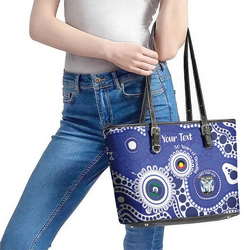 Bulldogs NAIDOC Week 2026 Personalised Leather Tote Bag 50 Years of Deadly Aboriginal Art