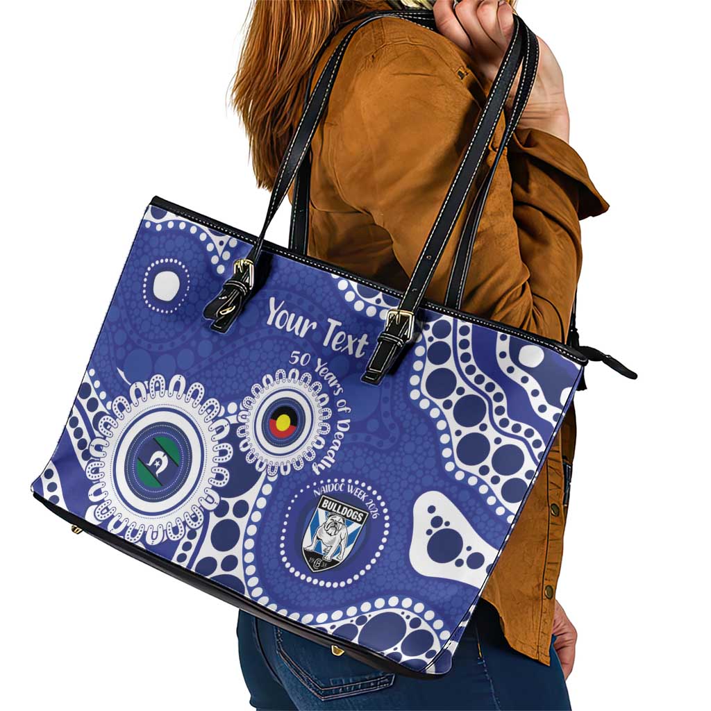Bulldogs NAIDOC Week 2026 Personalised Leather Tote Bag 50 Years of Deadly Aboriginal Art