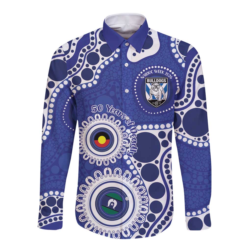 Bulldogs NAIDOC Week 2026 Personalised Long Sleeve Button Shirt 50 Years of Deadly Aboriginal Art