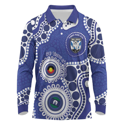 Bulldogs NAIDOC Week 2026 Personalised Long Sleeve Polo Shirt 50 Years of Deadly Aboriginal Art