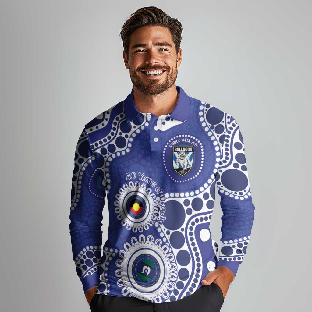Bulldogs NAIDOC Week 2026 Personalised Long Sleeve Polo Shirt 50 Years of Deadly Aboriginal Art