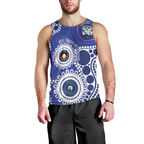 Bulldogs NAIDOC Week 2026 Personalised Men Tank Top 50 Years of Deadly Aboriginal Art