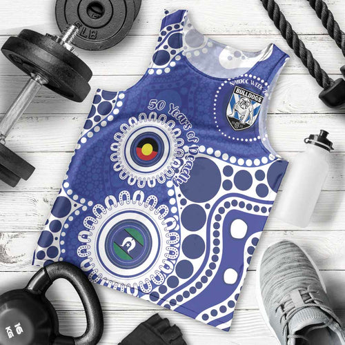 Bulldogs NAIDOC Week 2026 Personalised Men Tank Top 50 Years of Deadly Aboriginal Art