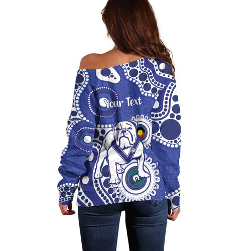 Bulldogs NAIDOC Week 2026 Personalised Off Shoulder Sweater 50 Years of Deadly Aboriginal Art