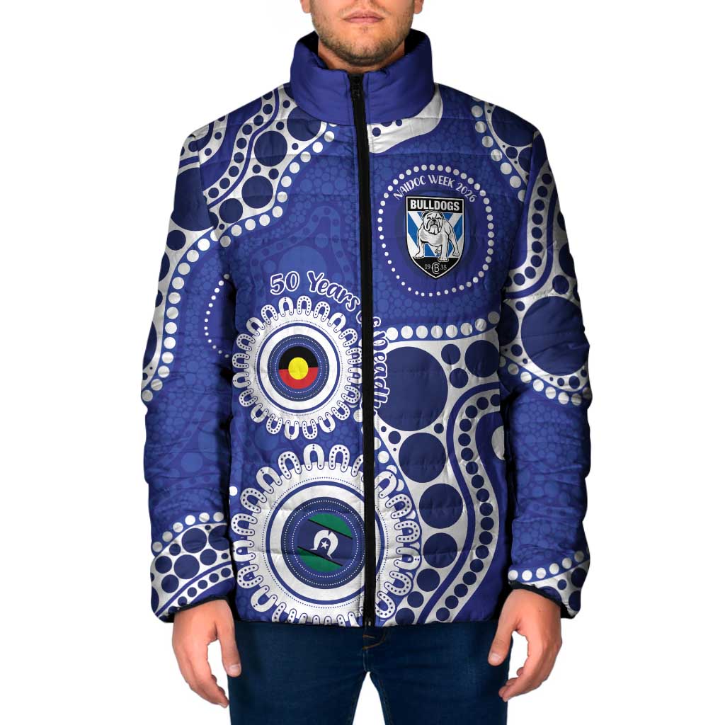 Bulldogs NAIDOC Week 2026 Personalised Padded Jacket 50 Years of Deadly Aboriginal Art