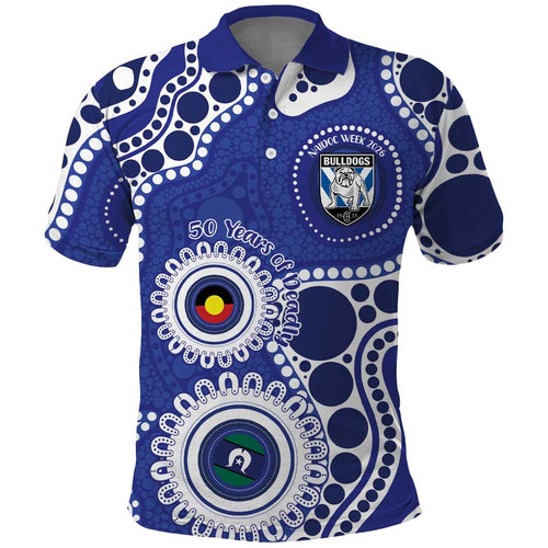 Bulldogs NAIDOC Week 2026 Personalised Polo Shirt 50 Years of Deadly Aboriginal Art