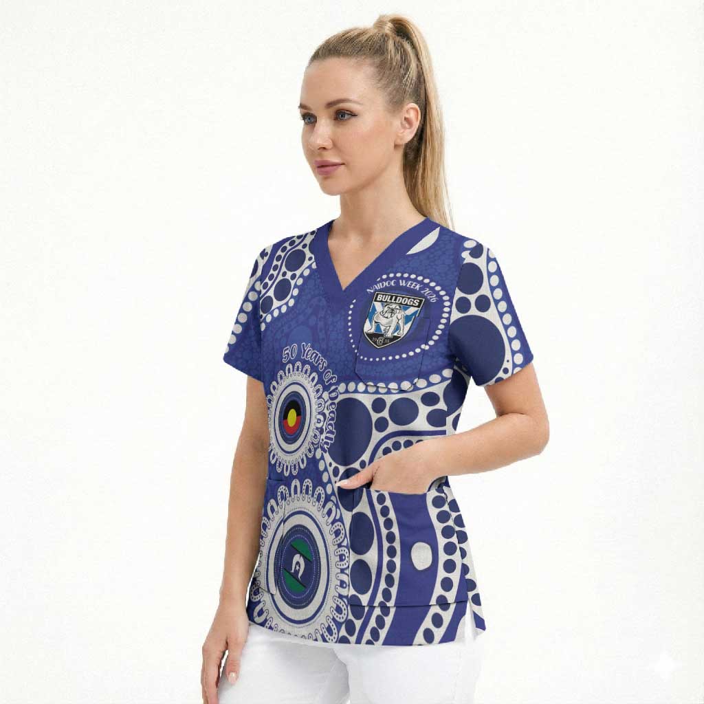 Bulldogs NAIDOC Week 2026 Personalised Scrub Top 50 Years of Deadly Aboriginal Art