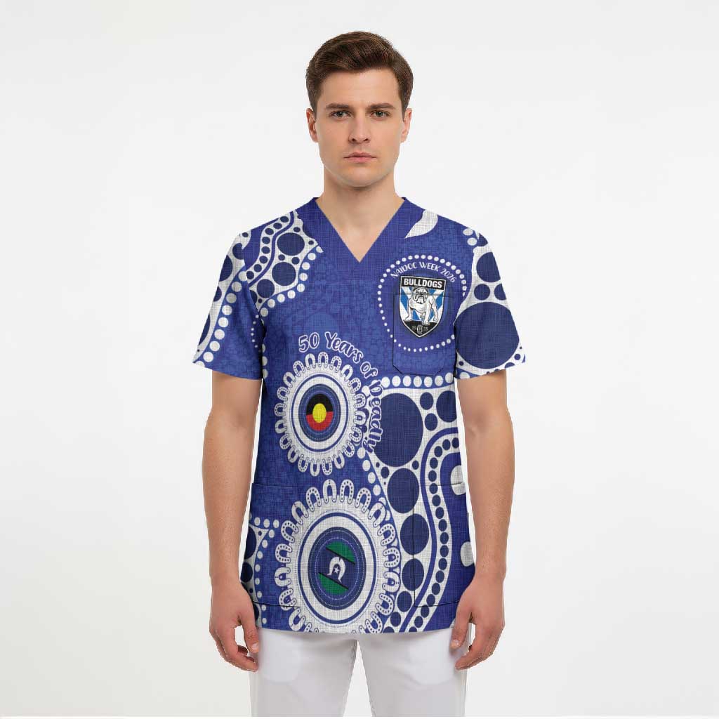 Bulldogs NAIDOC Week 2026 Personalised Scrub Top 50 Years of Deadly Aboriginal Art