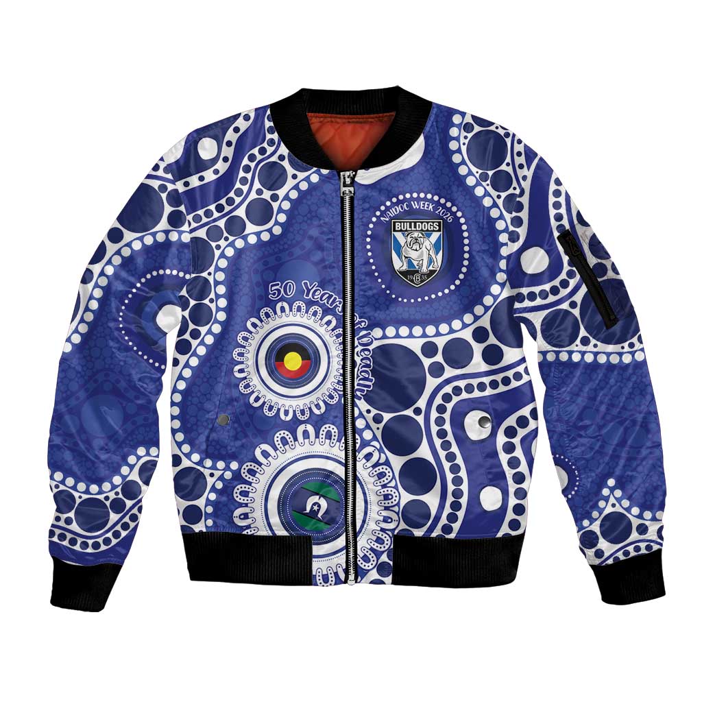 Bulldogs NAIDOC Week 2026 Personalised Sleeve Zip Bomber Jacket 50 Years of Deadly Aboriginal Art