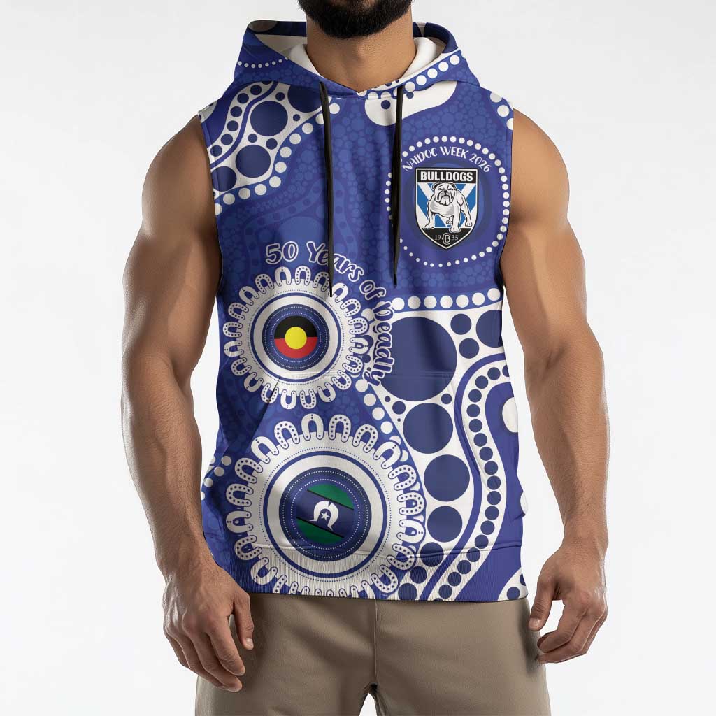 Bulldogs NAIDOC Week 2026 Personalised Sleeveless Hoodie 50 Years of Deadly Aboriginal Art