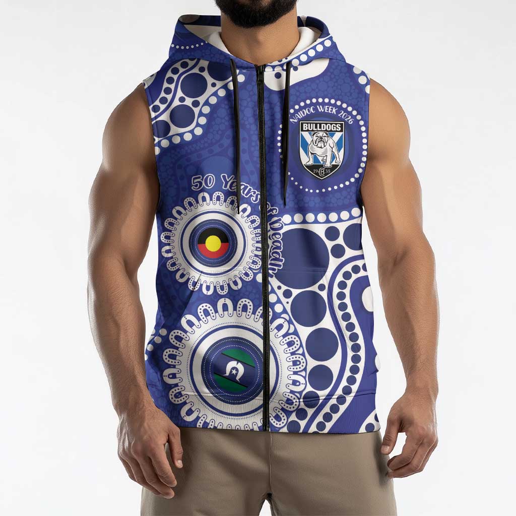 Bulldogs NAIDOC Week 2026 Personalised Sleeveless Zip Hoodie 50 Years of Deadly Aboriginal Art