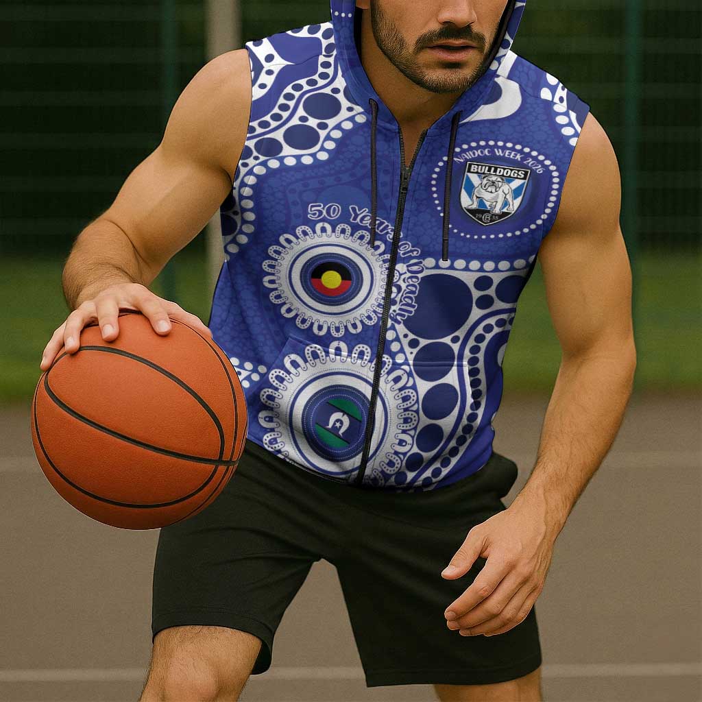 Bulldogs NAIDOC Week 2026 Personalised Sleeveless Zip Hoodie 50 Years of Deadly Aboriginal Art