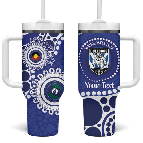 Bulldogs NAIDOC Week 2026 Personalised Tumbler With Handle 50 Years of Deadly Aboriginal Art