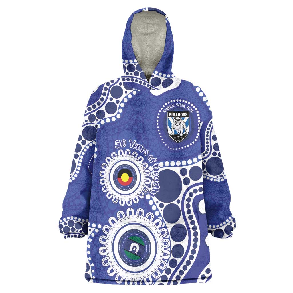 Bulldogs NAIDOC Week 2026 Personalised Wearable Blanket Hoodie 50 Years of Deadly Aboriginal Art