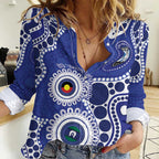 Bulldogs NAIDOC Week 2026 Personalised Women Casual Shirt 50 Years of Deadly Aboriginal Art