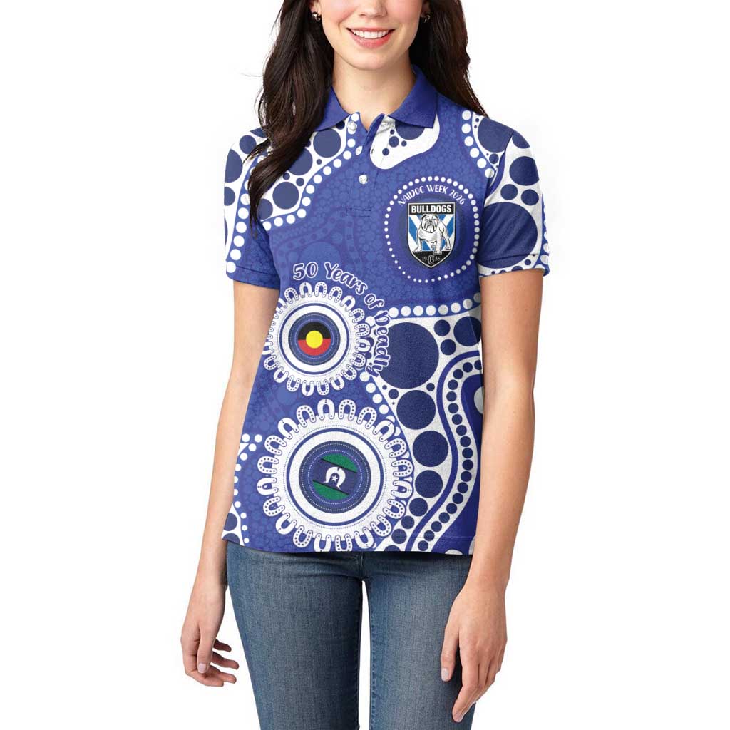 Bulldogs NAIDOC Week 2026 Personalised Women Polo Shirt 50 Years of Deadly Aboriginal Art