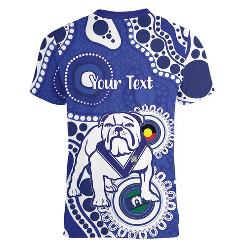 Bulldogs NAIDOC Week 2026 Personalised Women V-Neck T-Shirt 50 Years of Deadly Aboriginal Art