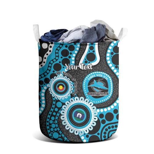 Sharks NAIDOC Week 2026 Personalised Laundry Basket 50 Years of Deadly Aboriginal Art