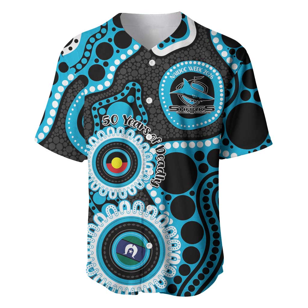 Sharks NAIDOC Week 2026 Personalised Baseball Jersey 50 Years of Deadly Aboriginal Art