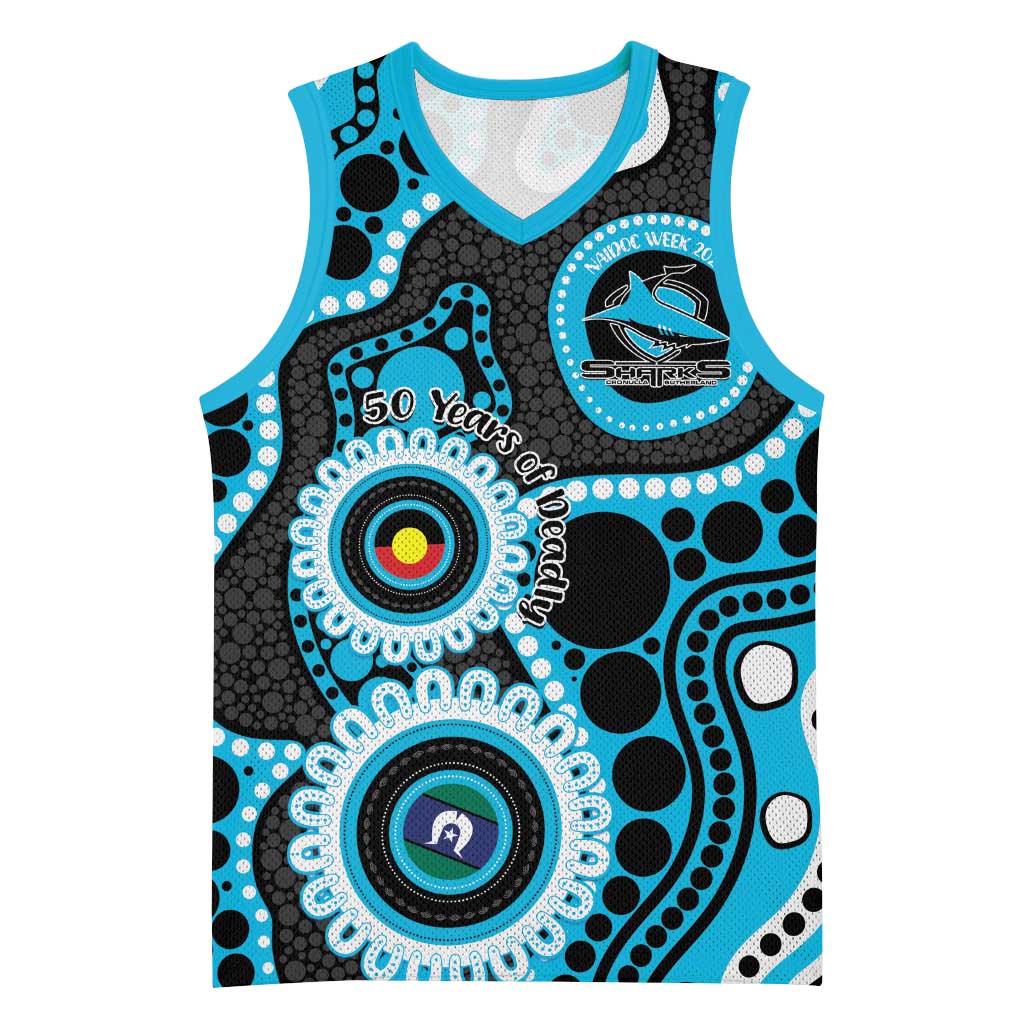Sharks NAIDOC Week 2026 Personalised Basketball Jersey 50 Years of Deadly Aboriginal Art