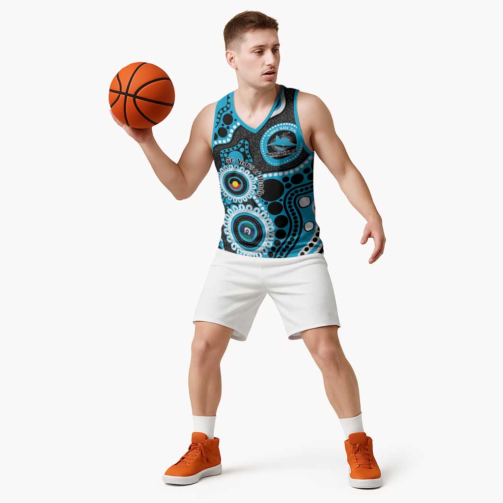 Sharks NAIDOC Week 2026 Personalised Basketball Jersey 50 Years of Deadly Aboriginal Art