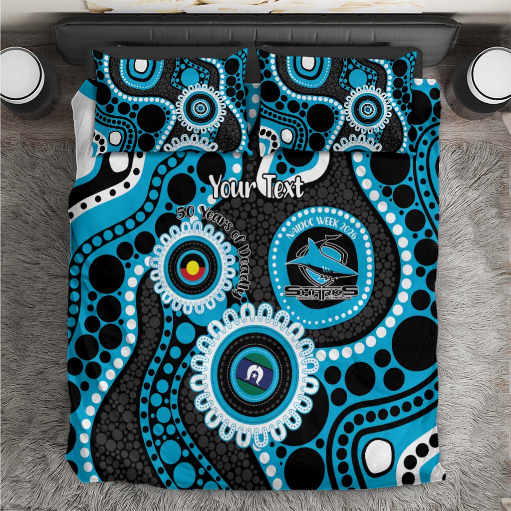 Sharks NAIDOC Week 2026 Personalised Bedding Set 50 Years of Deadly Aboriginal Art