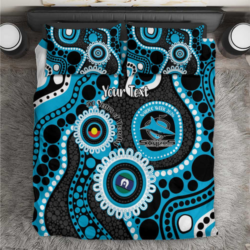 Sharks NAIDOC Week 2026 Personalised Bedding Set 50 Years of Deadly Aboriginal Art