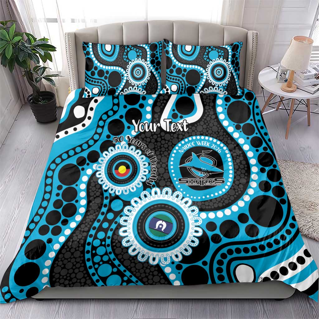 Sharks NAIDOC Week 2026 Personalised Bedding Set 50 Years of Deadly Aboriginal Art
