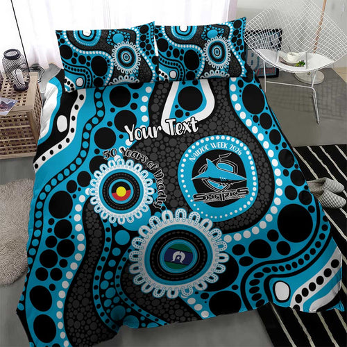 Sharks NAIDOC Week 2026 Personalised Bedding Set 50 Years of Deadly Aboriginal Art