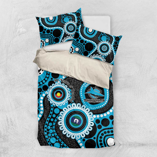 Sharks NAIDOC Week 2026 Personalised Bedding Set 50 Years of Deadly Aboriginal Art
