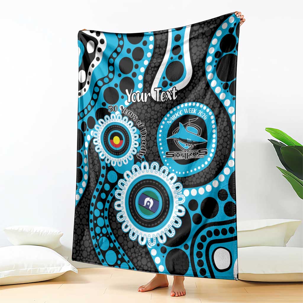 Sharks NAIDOC Week 2026 Personalised Blanket 50 Years of Deadly Aboriginal Art