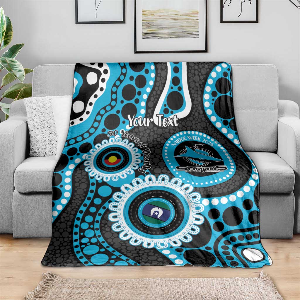 Sharks NAIDOC Week 2026 Personalised Blanket 50 Years of Deadly Aboriginal Art