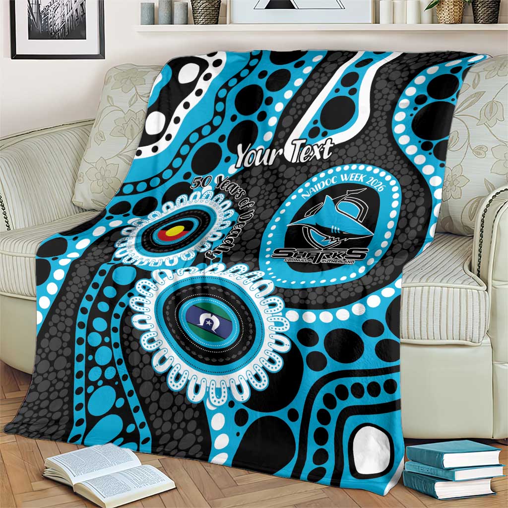 Sharks NAIDOC Week 2026 Personalised Blanket 50 Years of Deadly Aboriginal Art
