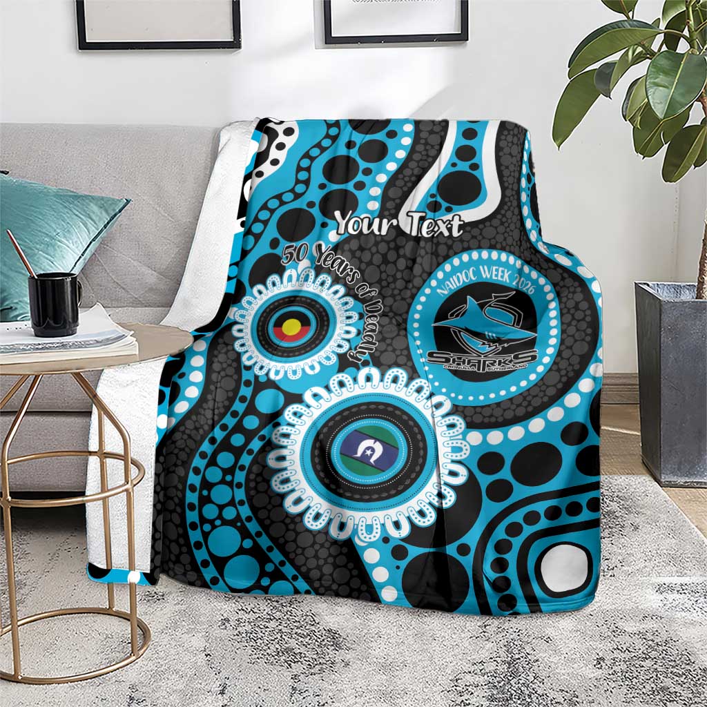 Sharks NAIDOC Week 2026 Personalised Blanket 50 Years of Deadly Aboriginal Art
