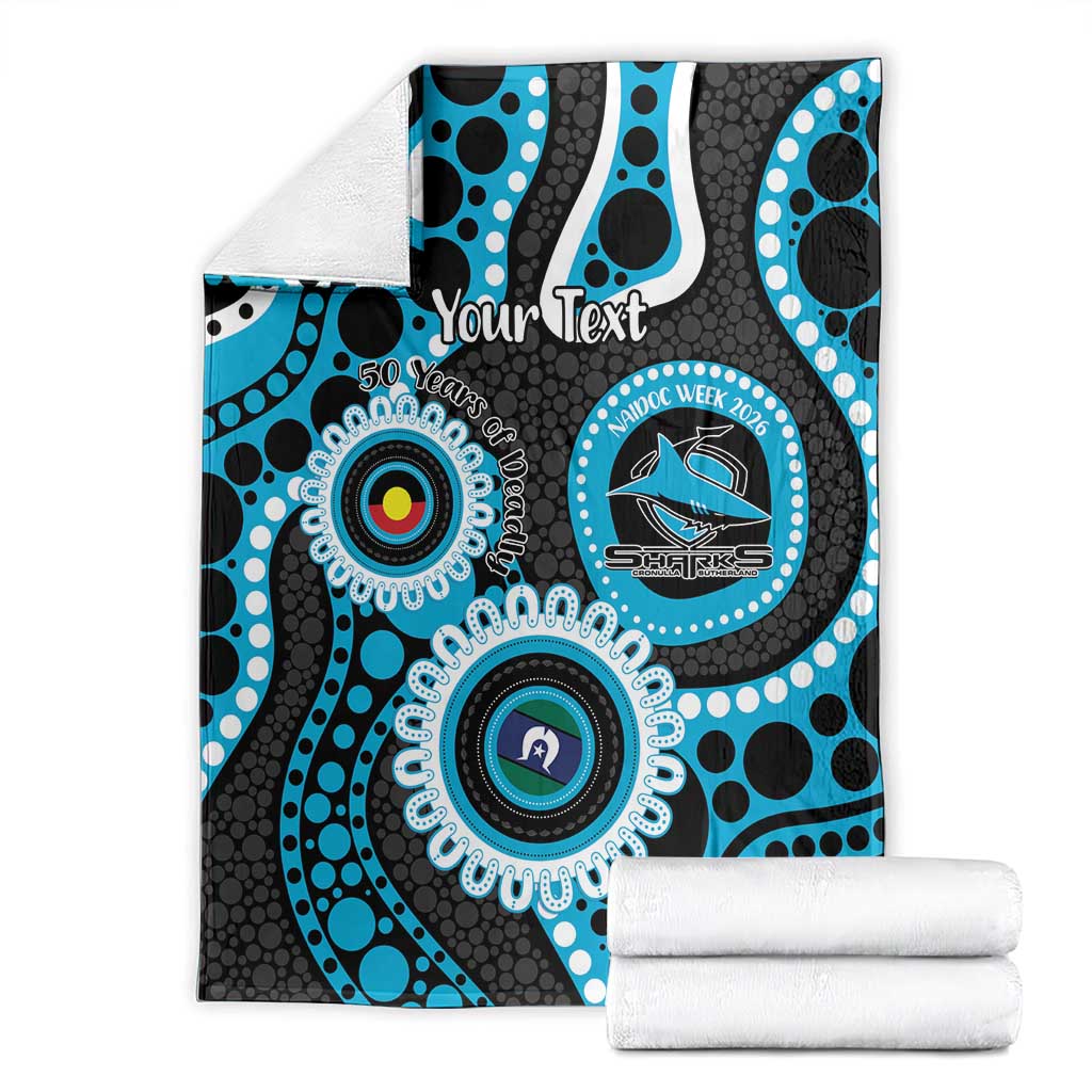 Sharks NAIDOC Week 2026 Personalised Blanket 50 Years of Deadly Aboriginal Art