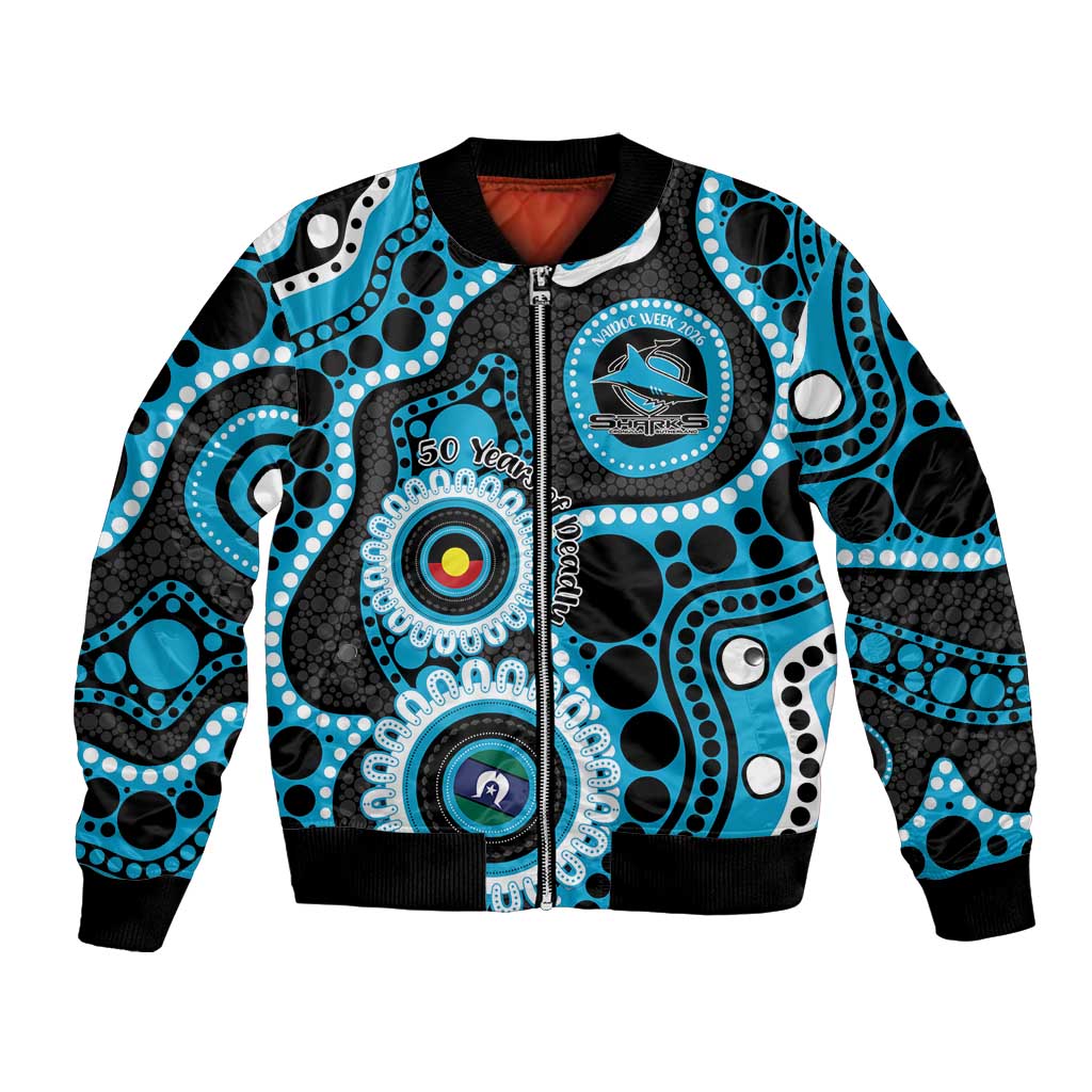 Sharks NAIDOC Week 2026 Personalised Bomber Jacket 50 Years of Deadly Aboriginal Art