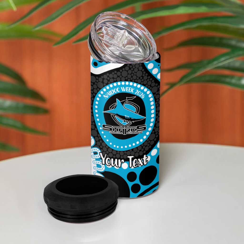 Sharks NAIDOC Week 2026 Personalised 4 in 1 Can Cooler Tumbler 50 Years of Deadly Aboriginal Art