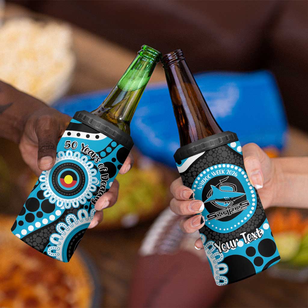 Sharks NAIDOC Week 2026 Personalised 4 in 1 Can Cooler Tumbler 50 Years of Deadly Aboriginal Art