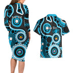 Sharks NAIDOC Week 2026 Personalised Couples Matching Long Sleeve Bodycon Dress and Hawaiian Shirt 50 Years of Deadly Aboriginal Art