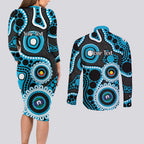 Sharks NAIDOC Week 2026 Personalised Couples Matching Long Sleeve Bodycon Dress and Long Sleeve Button Shirt 50 Years of Deadly Aboriginal Art
