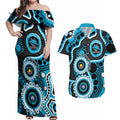 Sharks NAIDOC Week 2026 Personalised Couples Matching Off Shoulder Maxi Dress and Hawaiian Shirt 50 Years of Deadly Aboriginal Art