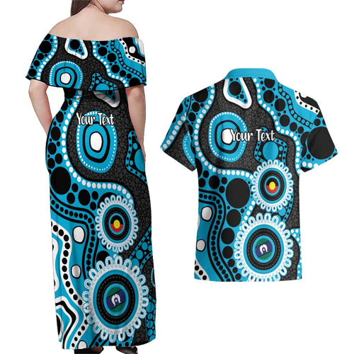 Sharks NAIDOC Week 2026 Personalised Couples Matching Off Shoulder Maxi Dress and Hawaiian Shirt 50 Years of Deadly Aboriginal Art