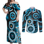 Sharks NAIDOC Week 2026 Personalised Couples Matching Off Shoulder Maxi Dress and Long Sleeve Button Shirt 50 Years of Deadly Aboriginal Art