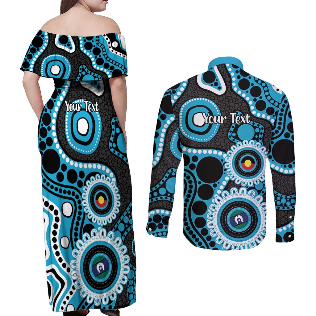 Sharks NAIDOC Week 2026 Personalised Couples Matching Off Shoulder Maxi Dress and Long Sleeve Button Shirt 50 Years of Deadly Aboriginal Art