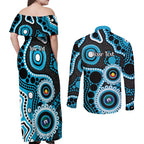 Sharks NAIDOC Week 2026 Personalised Couples Matching Off Shoulder Maxi Dress and Long Sleeve Button Shirt 50 Years of Deadly Aboriginal Art