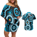 Sharks NAIDOC Week 2026 Personalised Couples Matching Off Shoulder Short Dress and Hawaiian Shirt 50 Years of Deadly Aboriginal Art